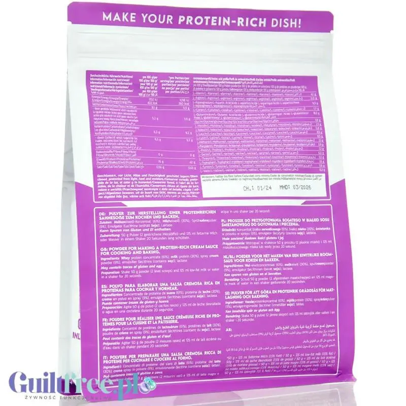 Inlead Protein Sahne - odżywka białkowa do pieczenia i gotowania, smak śmietankowy, bez cukru i słodzików