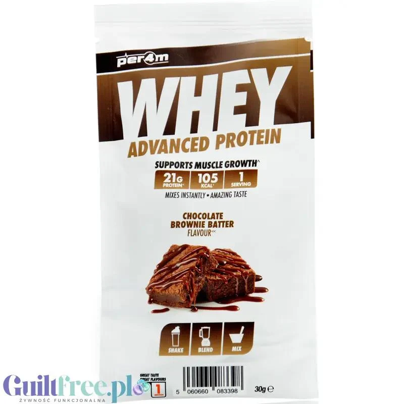 Per4m Whey Advanced Protein Chocolate Brownie Batter 30g - gęsta odżywka białkowa WPC, WPI & MPC, Czekoladowe Brownie