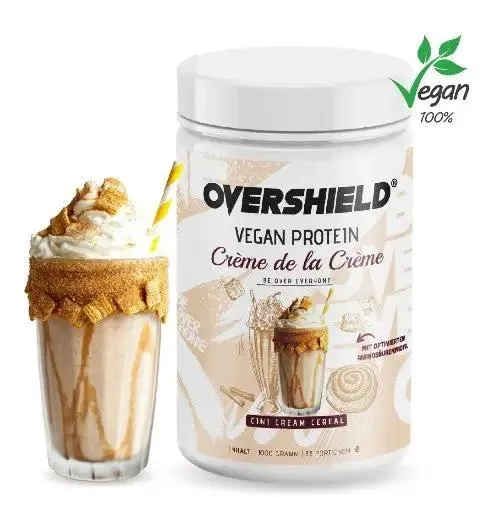 Overshield Vegan Crème de la Crème, Cini Cream Cereal - wegańska odżywka białkowa bez soi i glutenu, smak Płatki Cynamonowe