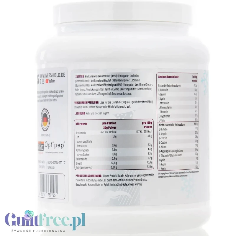 Overshield Crème de la Crème Whey Bratapfel - kremowe deserowe białko, odżywka WPC & WPI smak Pieczone Jabłko