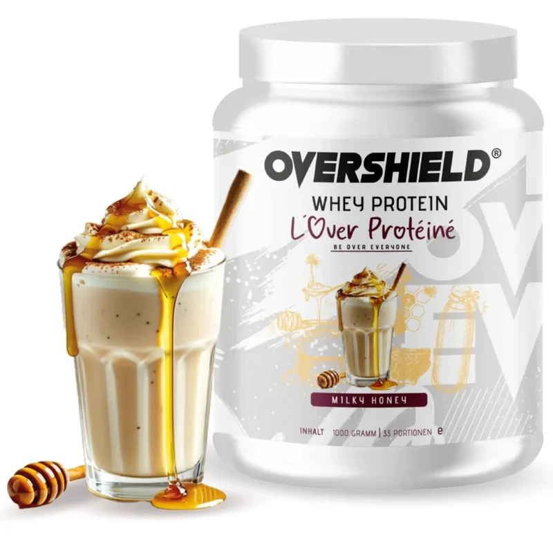 Overshield Whey Protein L’Over Protéiné Milky Honey - kremowe deserowe białko, odżywka WPC & WPI smak Mleko z Miodem