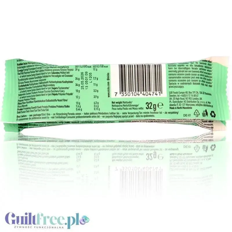 Nicks N!ck's Choco Crush - baton czekoladowy z solonymi chrupkami bez dodatku cukru 158kcal