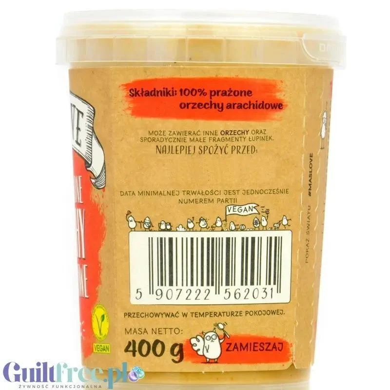 Maslove Masło Orzechowe Classic 400g - miazga arachidowa 100%