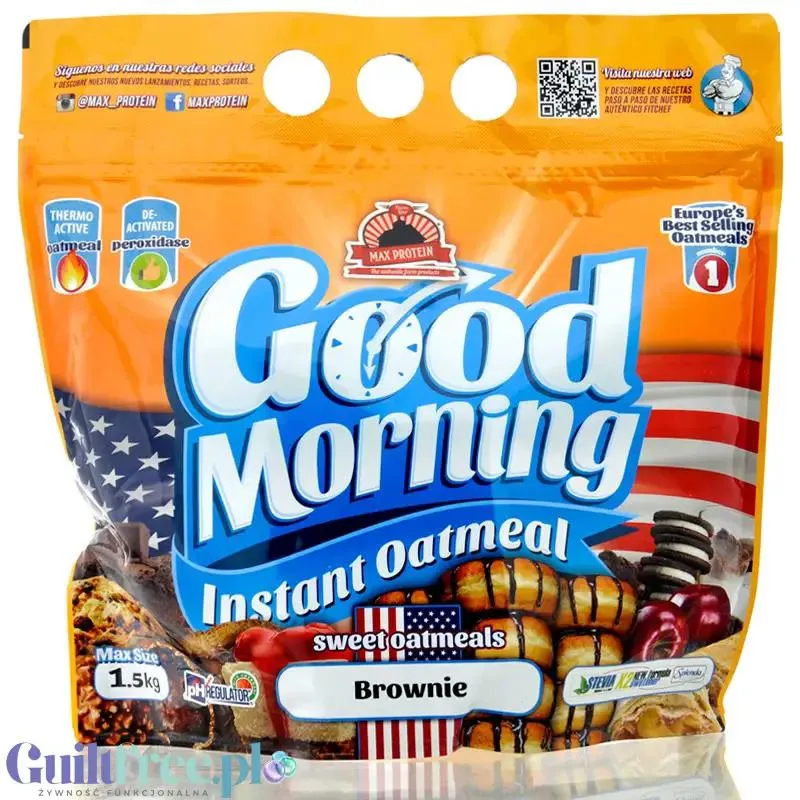 Max Protein Good Morning Oatmeal Brownie 1,5kg owsianka instant o smaku ciasta czekoladowego
