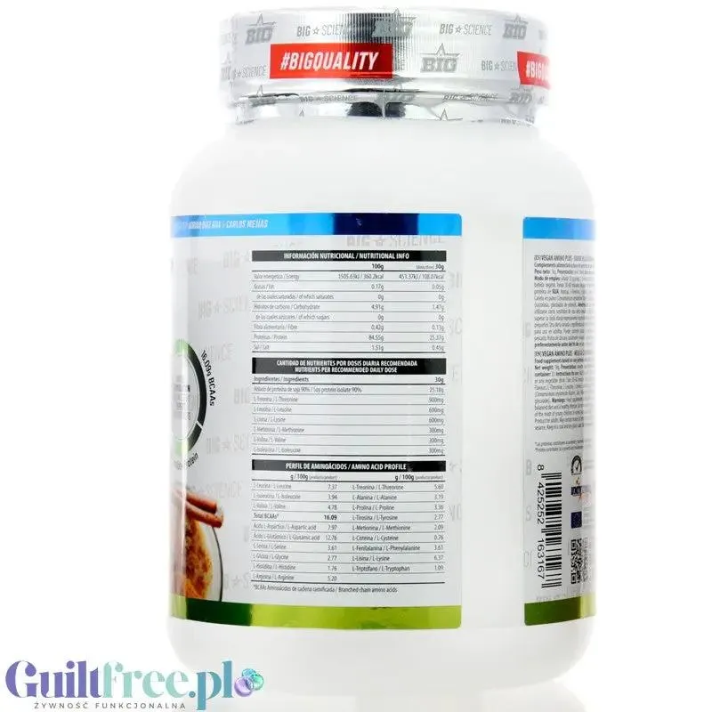 BIG® Vegan Amino+, Milk & Cinnamon 1kg - wegańska odżywka białkowa o smaku mleka z cynamonem
