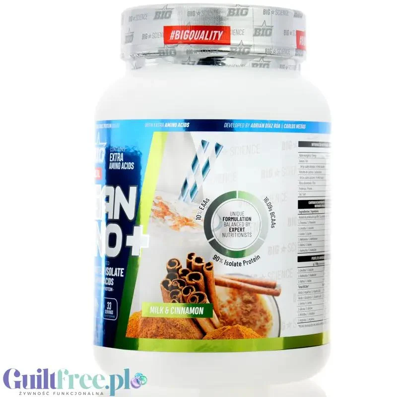 BIG® Vegan Amino+, Milk & Cinnamon 1kg - wegańska odżywka białkowa o smaku mleka z cynamonem