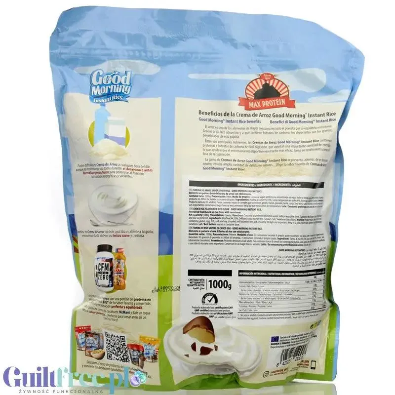 Max Protein Crema de Arroz, Choco Egg 1kg - kleik ryżowy bez cukru, regeneracyjny posiłek treningowy