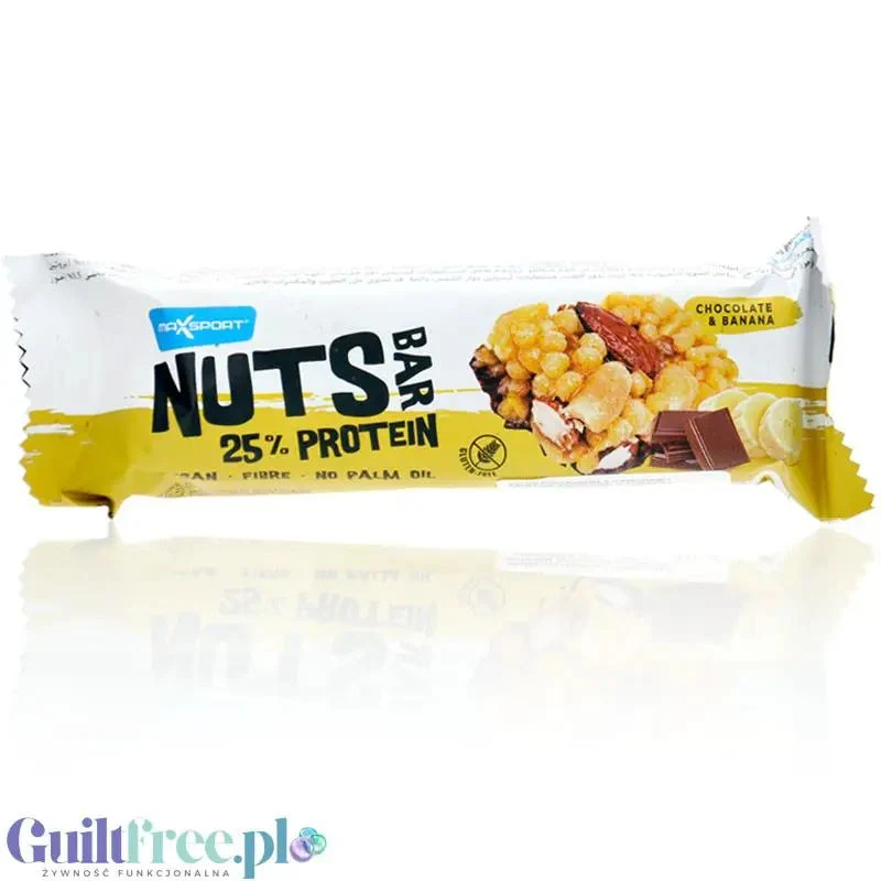 MaxSport Nut Protein Bar Chocolate & Banana - wegański proteinowy baton orzechowy z bananem i czekoladą, 25% białka