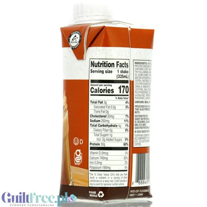 Quest Protein Shake Coffee RTD - kawowy szejk proteinowy 30g białka w 170kcal, bez cukru