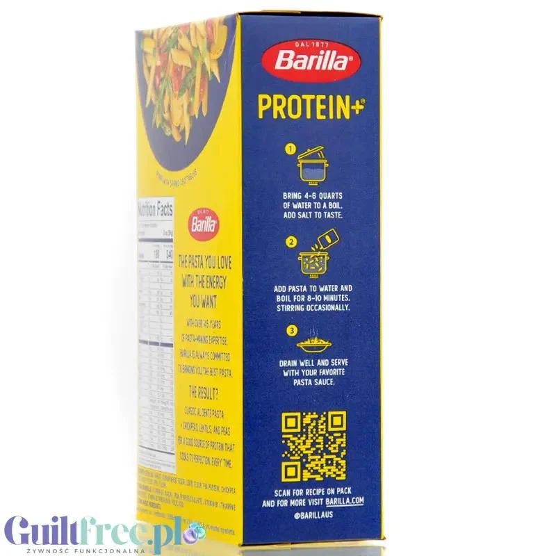 Barilla Protein+ Penne - makaron proteinowy z białkiem grochu, ciecierzycy i witaminami, Pióra