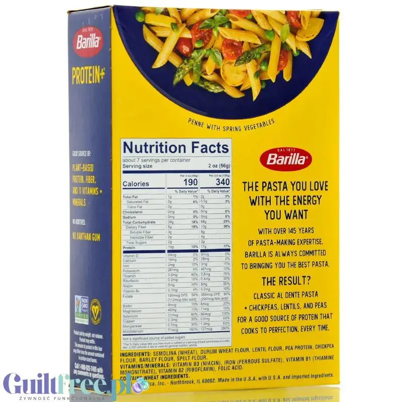 Barilla Protein+ Penne - makaron proteinowy z białkiem grochu, ciecierzycy i witaminami, Pióra