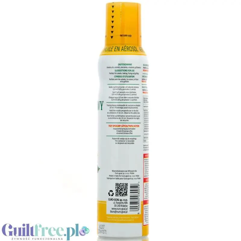 OLI-OLI, 100% Czysty Olej Słonecznikowy w sprayu 200ml