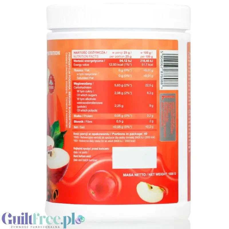 7Nutrition Apple & Cinnamon Jam - dżem frużelina jabłkowa z cynamonem bez dodatku cukru tylko 53kcal