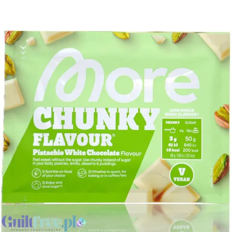 More Nutrition Chunky Flavor Pistachio White Chocolate 30g, aromat w proszku 10kcal, smak Biała Czekolada z Pistacją