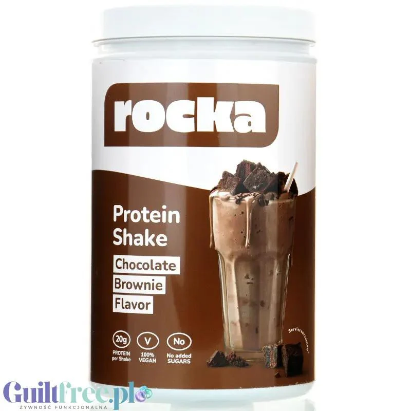 Rocka Nutrition Protein Shake Chocolate Brownie 0,9kg - wegańska odżywka białkowa 4 źródła białka, bez glutenu