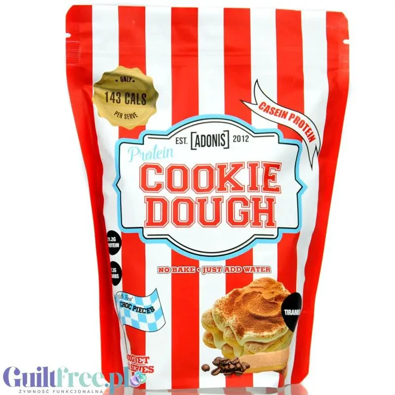 Adonis Cookie Dough Casein Protein, Tiramisu - proteinowa masa ciasteczkowa, 21g białka & 143kcal