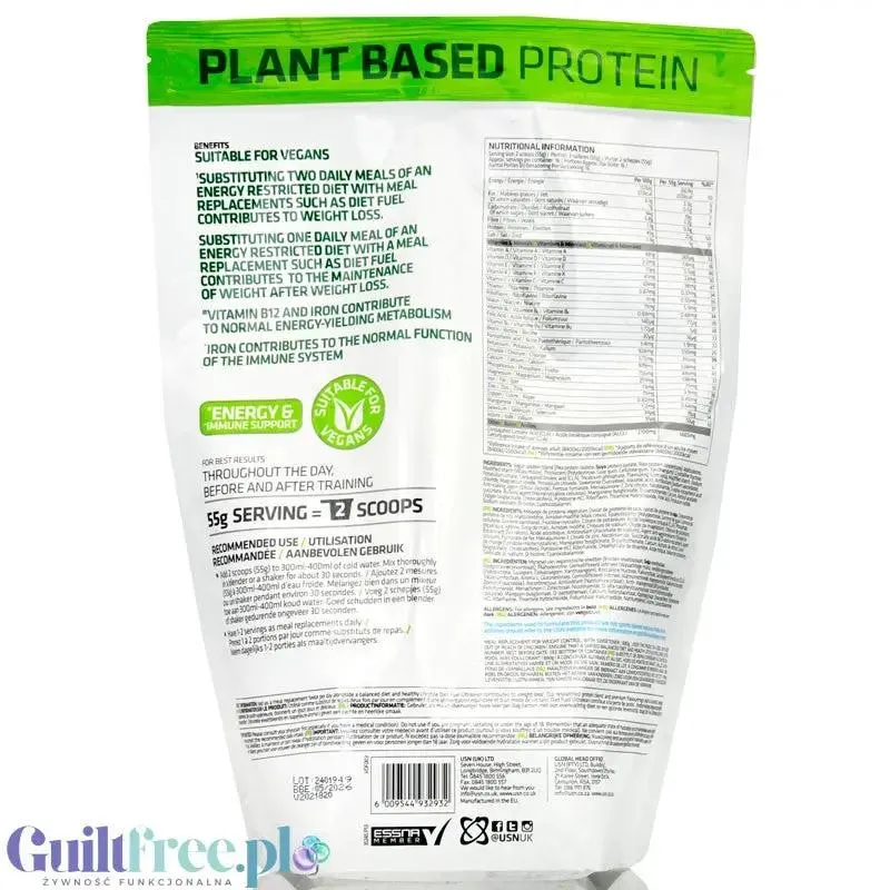 USN DietFuel Vegan Protein Meal Replacement Vanilla - wegański koktajl białkowy, substytut posiłku na redukcji