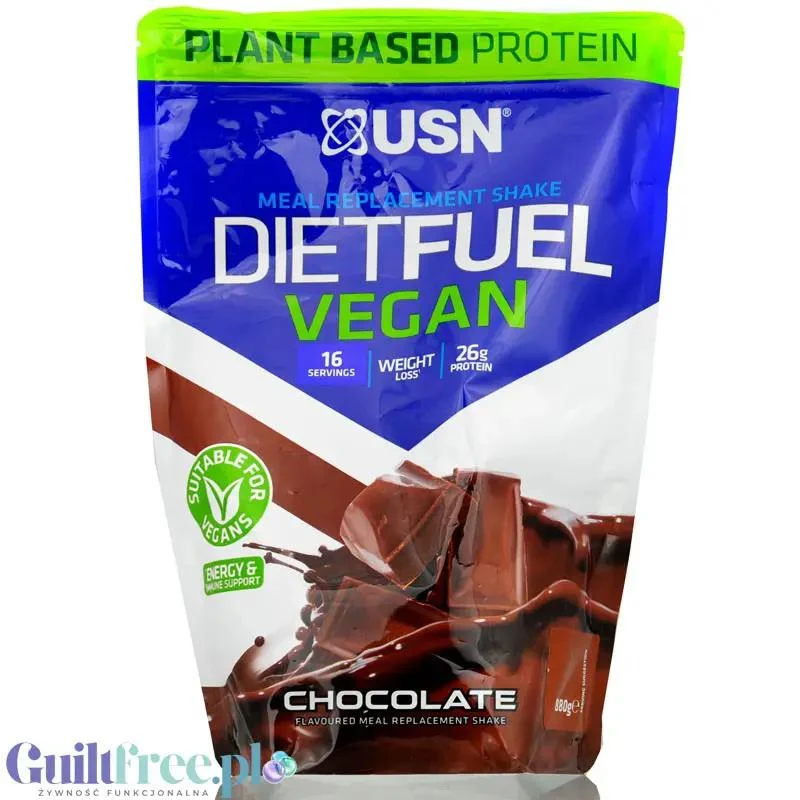 USN DietFuel Vegan Protein Meal Replacement Chocolate - wegański koktajl białkowy, substytut posiłku na redukcji