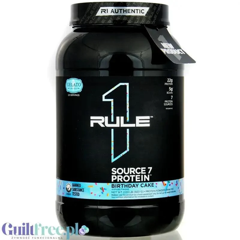 Rule1 R1 Gelato Source7 Protein Birthday Cake - odżywka białkowa na bazie 7 źródeł białka, smak Tort z Kremem