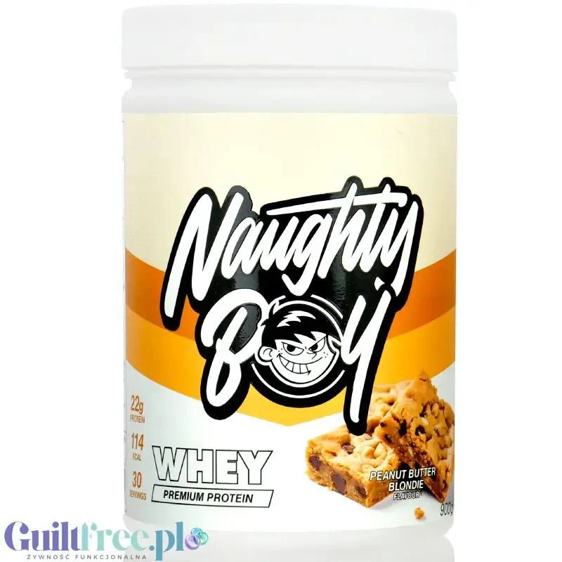 Naughty Boy Whey Protein Peanut Butter Blondie 900g - gęsta odżywka białkowa WPI, WPC & MPC