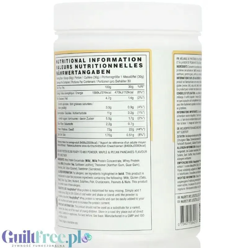 Naughty Boy Whey Protein Maple & Pecan Pancake 900g - gęsta odżywka białkowa WPI, WPC & MPC