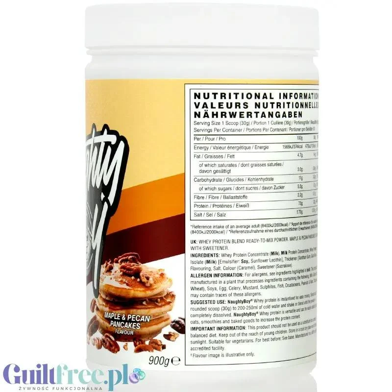 Naughty Boy Whey Protein Maple & Pecan Pancake 900g - gęsta odżywka białkowa WPI, WPC & MPC