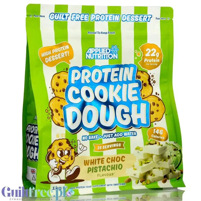Applied Nutrition Protein Cookie Dough White Choc Pistachio - proteinowa masa ciasteczkowa z białą czekoladą 146kcal, 21g białka