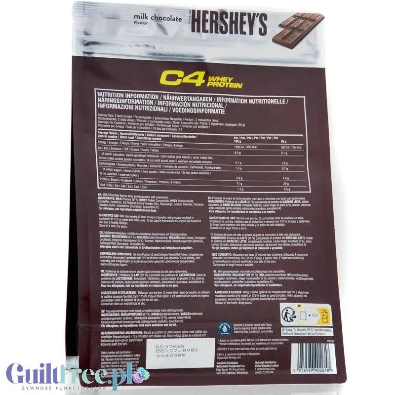 C4 Whey Protein Hershey's® 455g - jedyna oryginalna odżywka białkowa Hershey´s