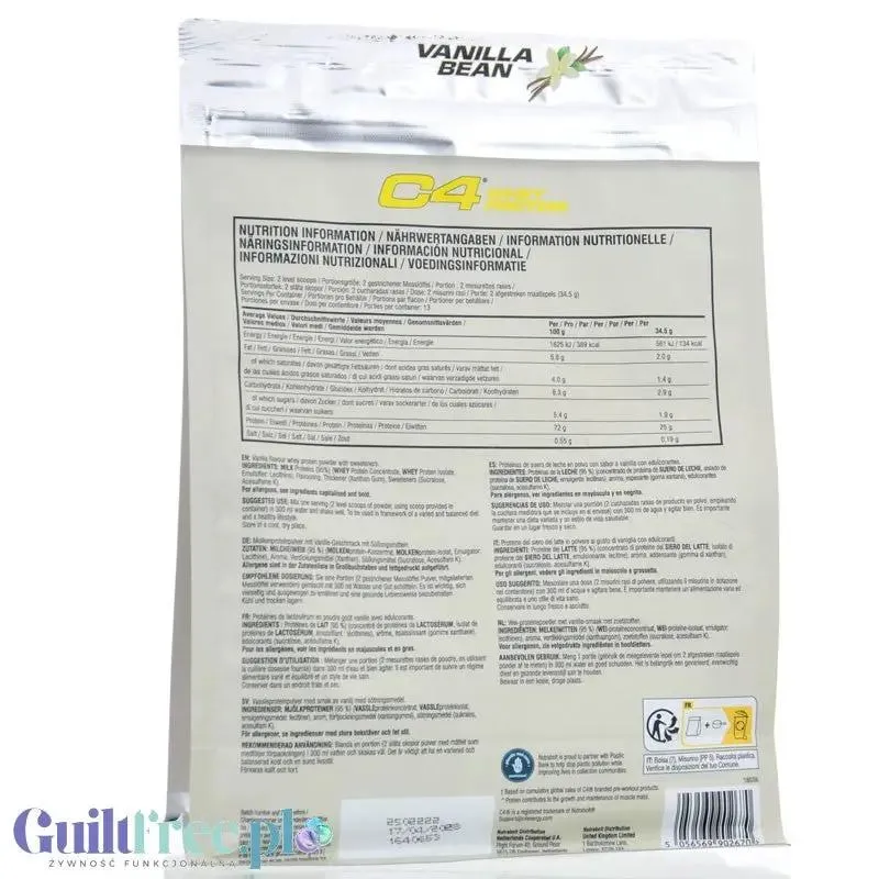 C4 Whey Protein Vanilla Bean - waniliowa odżywka białkowa