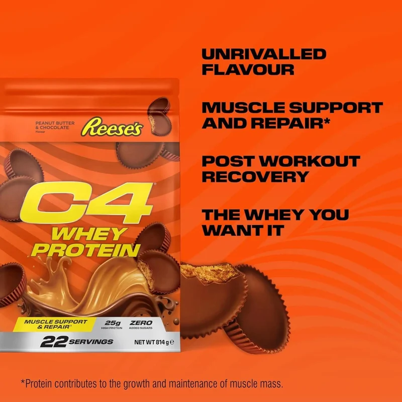 C4 Whey Protein Reese’s® Peanut Butter & Chocolate 481g - jedyna oryginalna odżywka białkowa Reese's