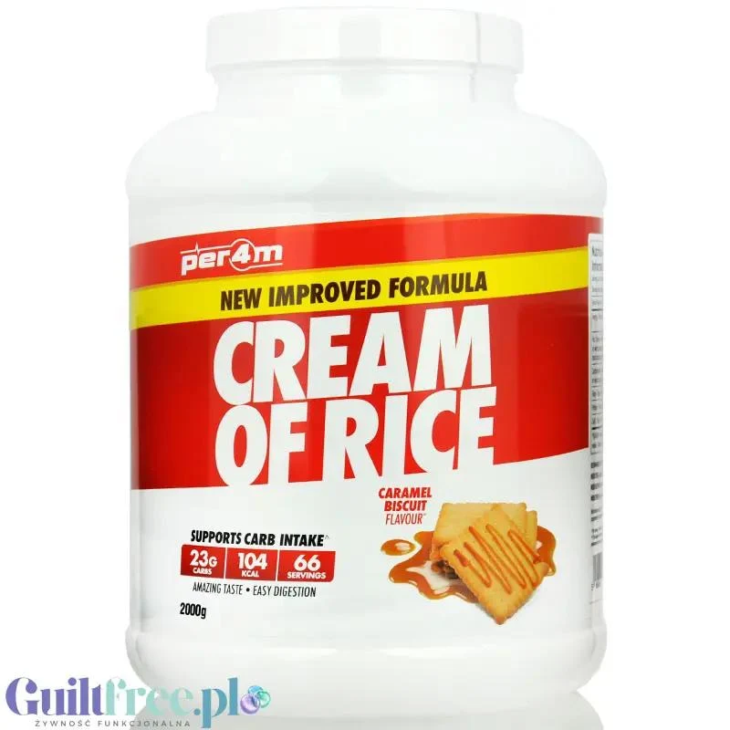 Per4m Cream of Rice, Caramel Biscuit 2kg - kleik ryżowy bez cukru, regeneracyjny posiłek treningowy, Karmelowe ciasteczko