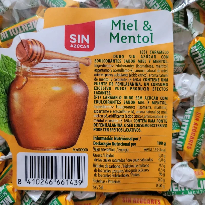 Mentolin Miel & Mentol - miodowo-mentolowe cukierki bez cukru na wagę