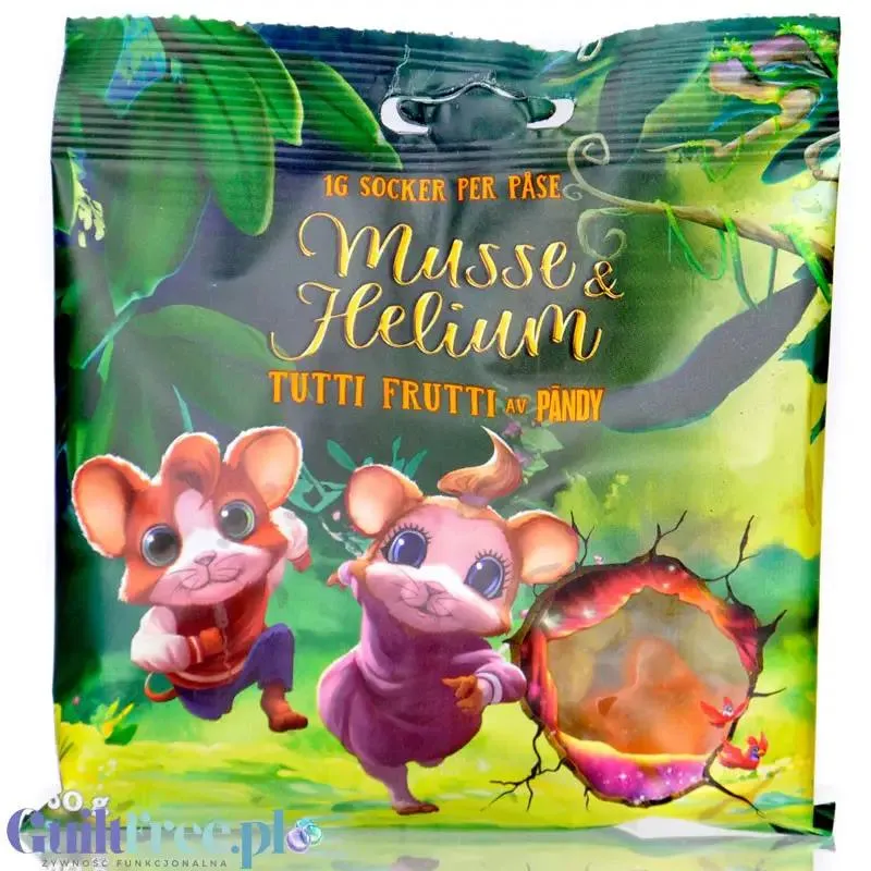 Pandy Candy Musse & Helium, Tutti Frutti - kwaśne błonnikowe żelki bez cukru 45% mniej kalorii