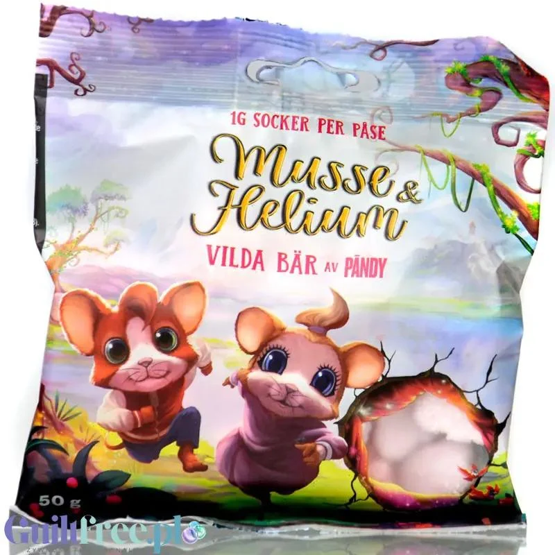 Pandy Candy Musse & Helium, Wild Berry - kwaśne błonnikowe żelki bez cukru 45% mniej kalorii, Owoce Leśne