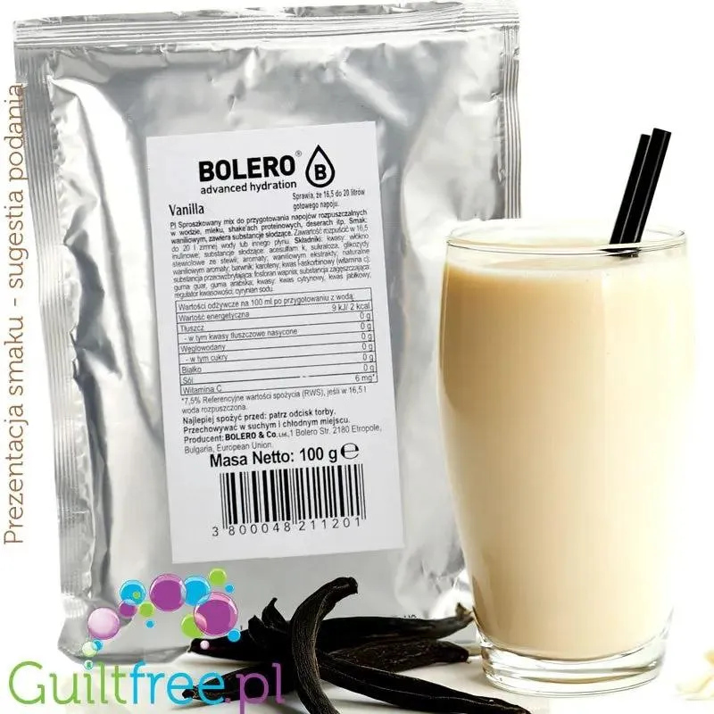 Bolero Drink XXL Vanilla 100g - proszek do napojów i deserów ze stewią bez cukru, mix na 20 litrów