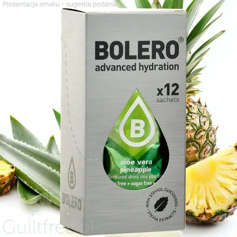 Bolero Sticks Aloe Vera Pineapple 12 x 3g - saszetki instant do napojów bez cukru z aloesem