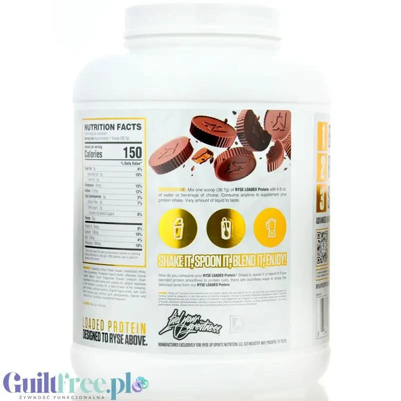Ryse Loaded Protein Chocolate Peanut Butter Cup 1,8KG - odżywka białkowa z WPC i WPI, 25g białka