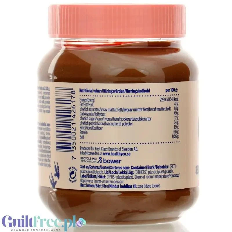 HealthyCo Nella Hazelnut & Cocoa - krem czekoladowy z orzechami laskowymi, bez cukru i oleju palmowego