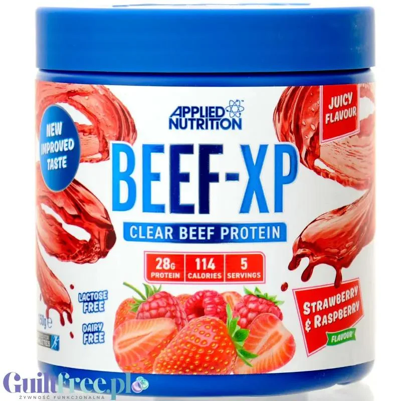 Applied Clear Beef XP Clear Beef Protein Strawberry & Raspberry - białko wołowe, odżywka proteinowa bez mleka 92% białka