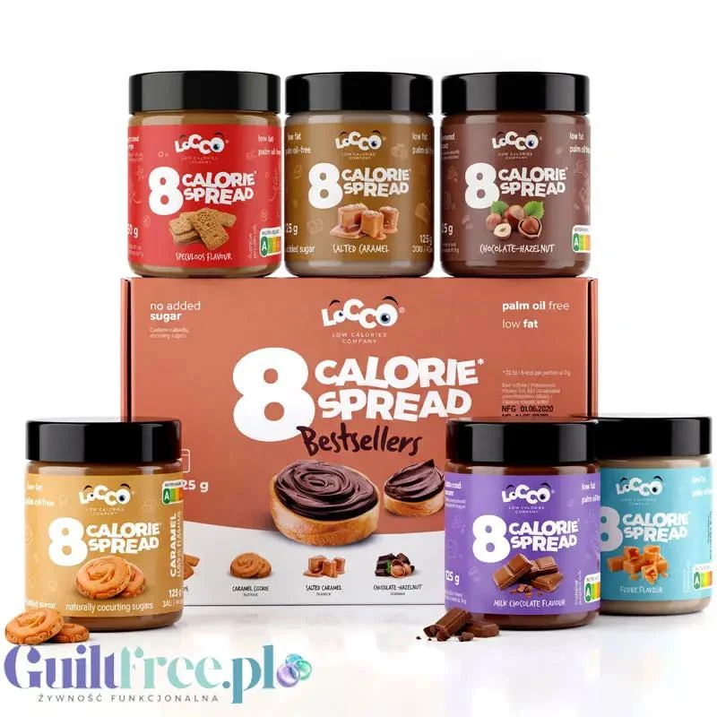 Locco Sampler Bestsellers - Zestaw Taste & Test 6 x 125g, niskotłuszczowe kremy do smarowania bez cukru 150kcal