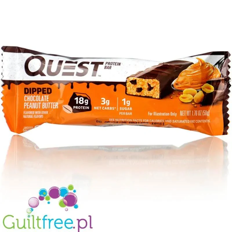 Quest Bar Dipped Chocolate Peanut Butter - baton orzechowy w polewie, 17g białka & 170kcal