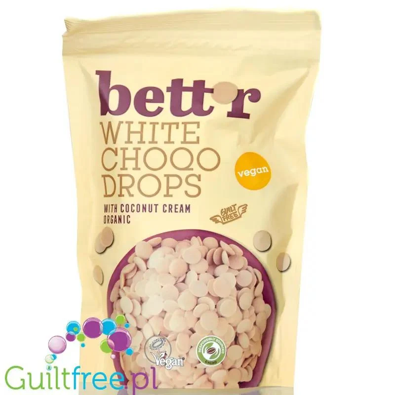Bett'r White Choqo Drops & Coconut Cream - wegańskie organiczne kropelki białej czekolady z kremem kokosowym