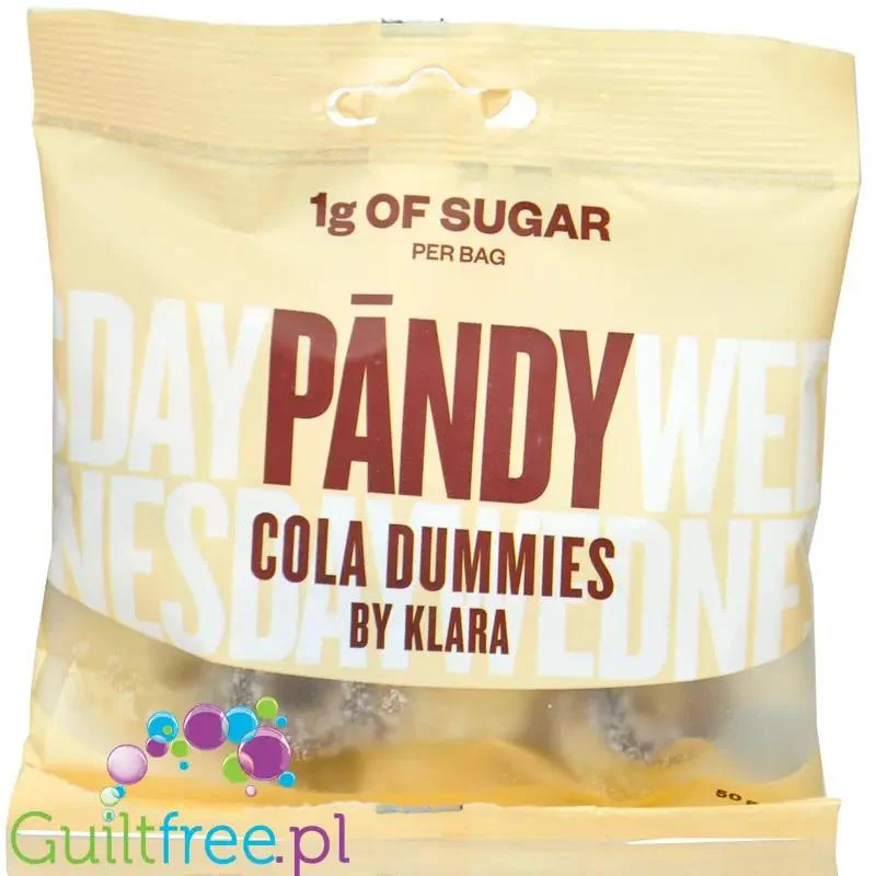 Pandy Candy Cola Dummies - błonnikowe żelki bez cukru 45% mniej kalorii, Cola w lukrowej posypce
