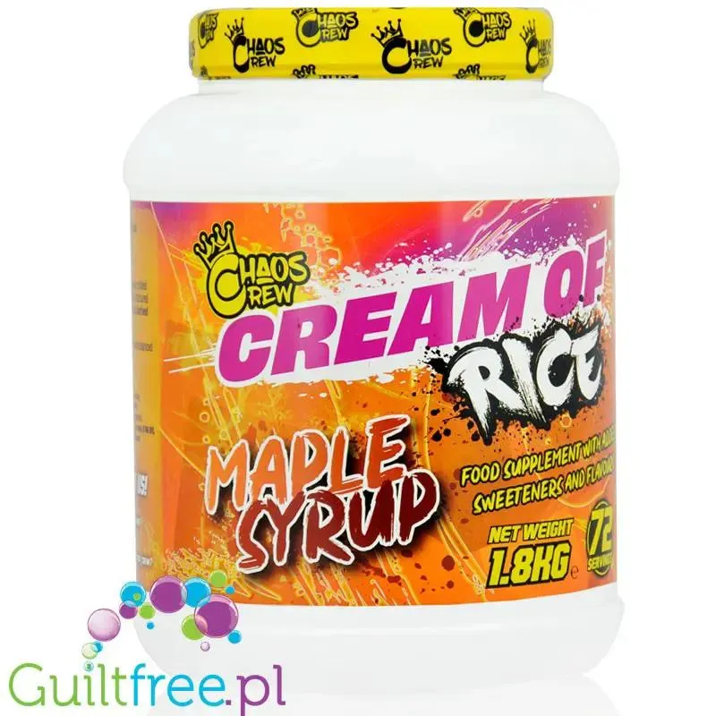Chaos Crew Cream of Rice Maple Syrup 1.8kg - kleik ryżowy bez cukru, posiłek treningowy, smak Syropu Klonowego