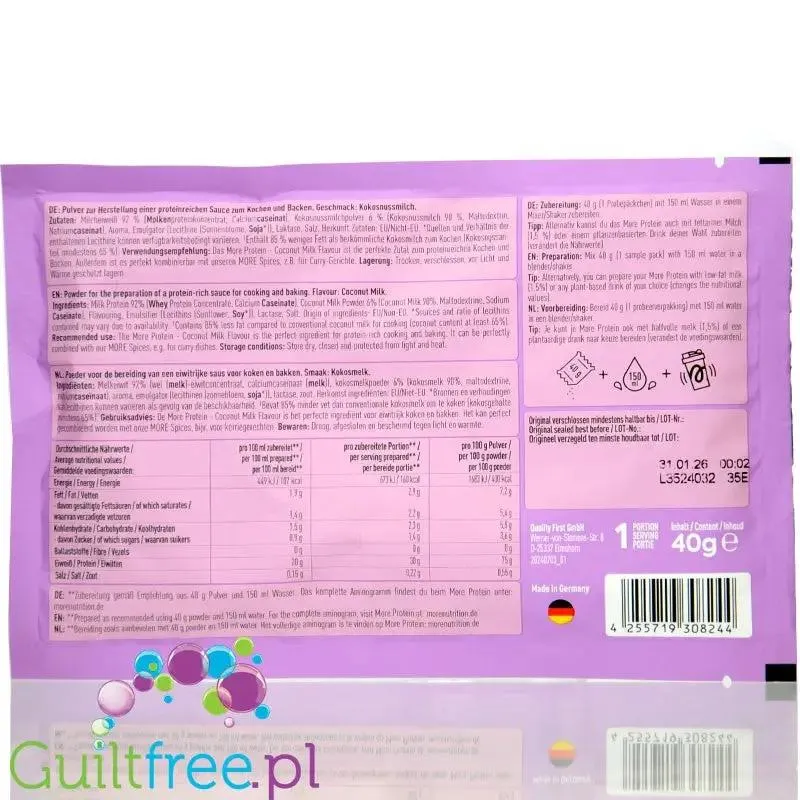 More Nutrition Total Protein Coconut Milk saszetka - mieszanka do proteinowego mleczka kokosowego instant