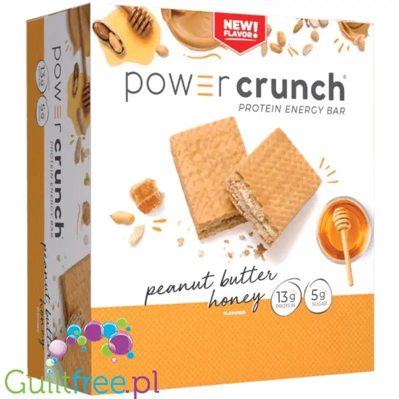 Power Crunch Peanut Butter Honey PUDEŁKO x 12 SZT - proteinowe wafelki ze stewią