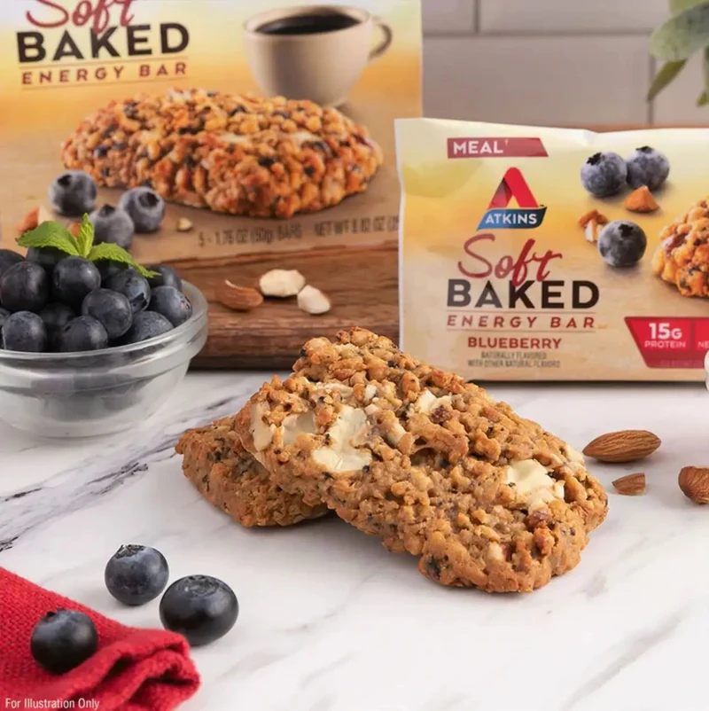 Atkins Meal Soft Baked Blueberry - proteinowy baton śniadaniowy 190kcal & 15g białka