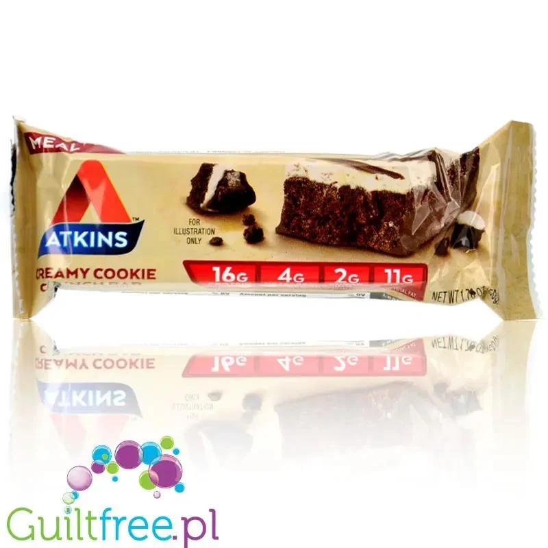 Atkins Meal Creamy Cookie Crunch - baton białkowy z polewą ciasteczkową 16g białka & 200kcal