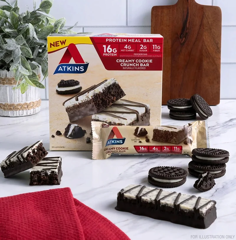 Atkins Meal Creamy Cookie Crunch - baton białkowy z polewą ciasteczkową 16g białka & 200kcal