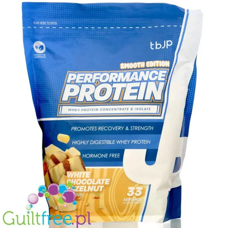 TBJP Performance Protein Whey & Isolate White Chocolate Hazelnut 1kg - odżywka białkowa WPC & WPI, smak Białe Bueno